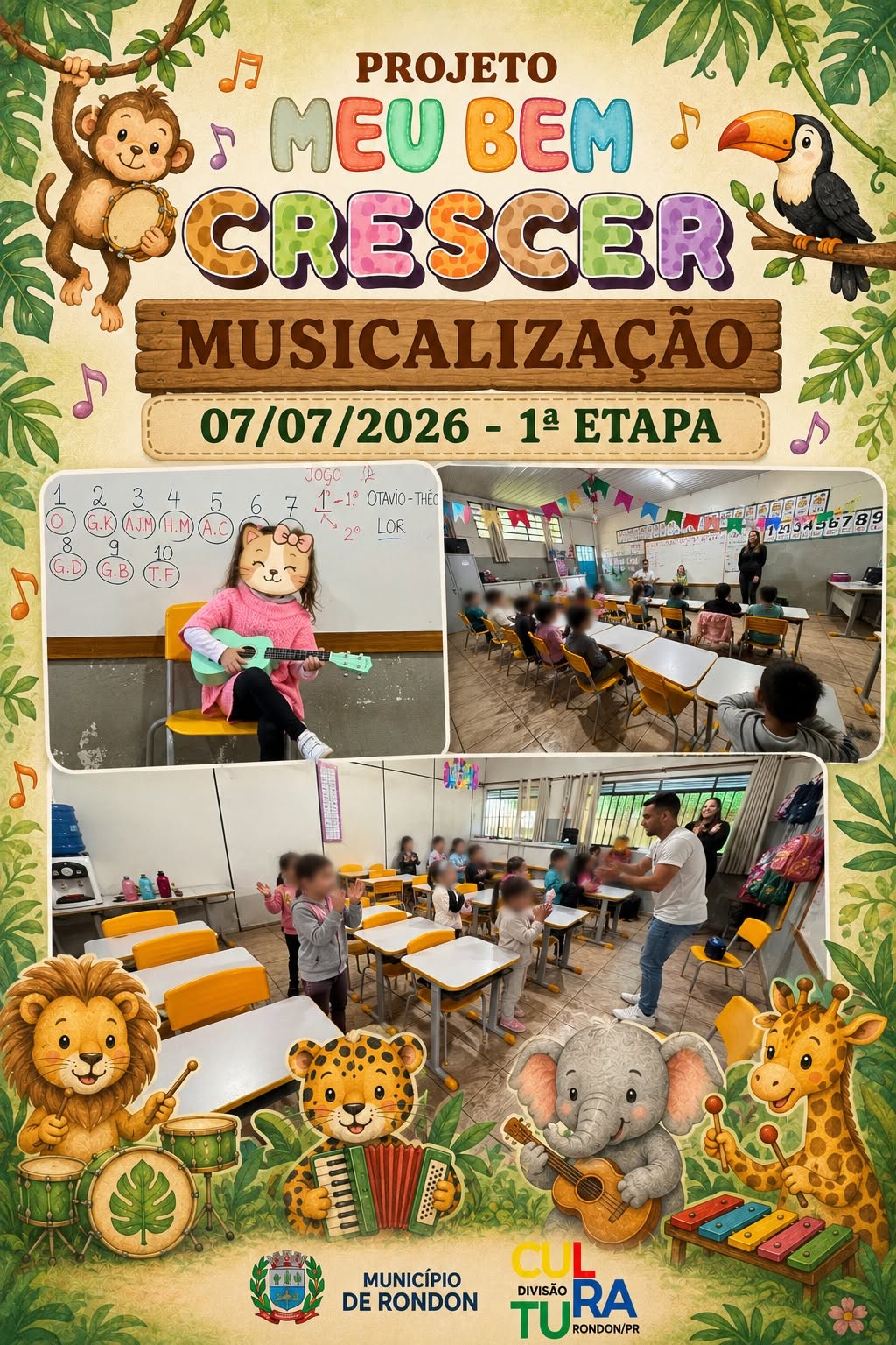 Música e aprendizado: projeto meu bem crescer realiza primeira etapa de musicalização em Rondon